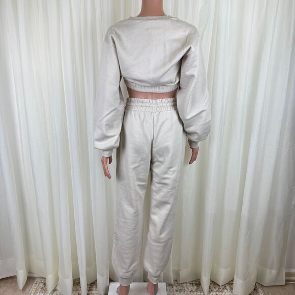 Zenana 2 Pcs Crop Sweatshirt Tracksuit High Waist Jogger Set Active Loungewear - Picture 5 of 12